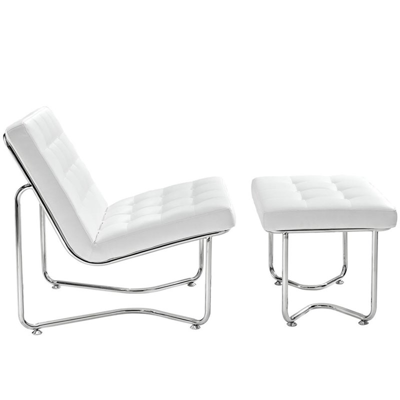 Gibraltar Upholstered Vinyl Lounge Chair in White