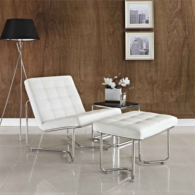 Gibraltar Upholstered Vinyl Lounge Chair in White