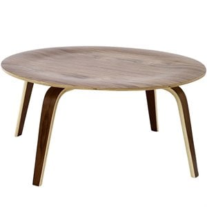 Modway 34&quot Square Modern Plywood Coffee Table in Walnut