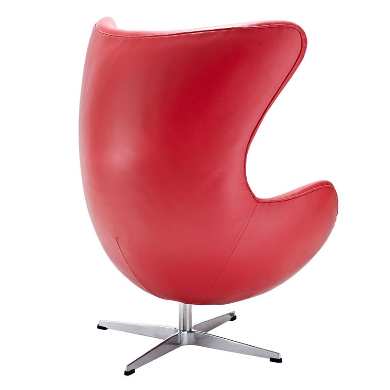 Modway Glove Leather Lounge Chair in Red