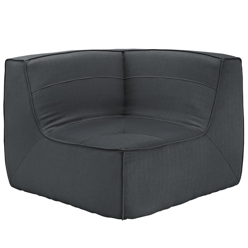 Modway Align Upholstered Corner Accent Chair in Charcoal