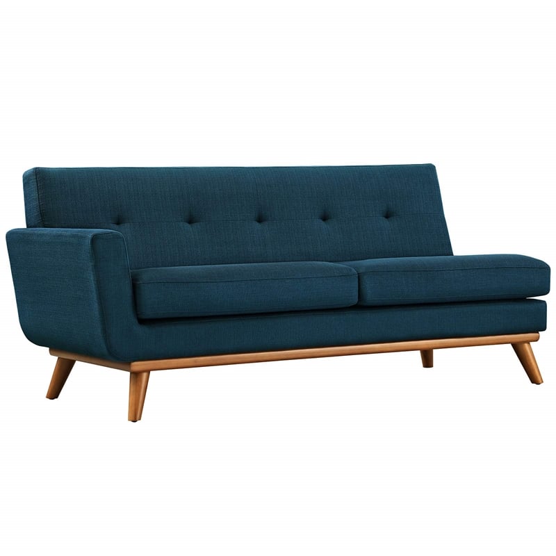 Modway Engage Left-Arm Upholstered Fabric and Wood Loveseat in Azure Blue