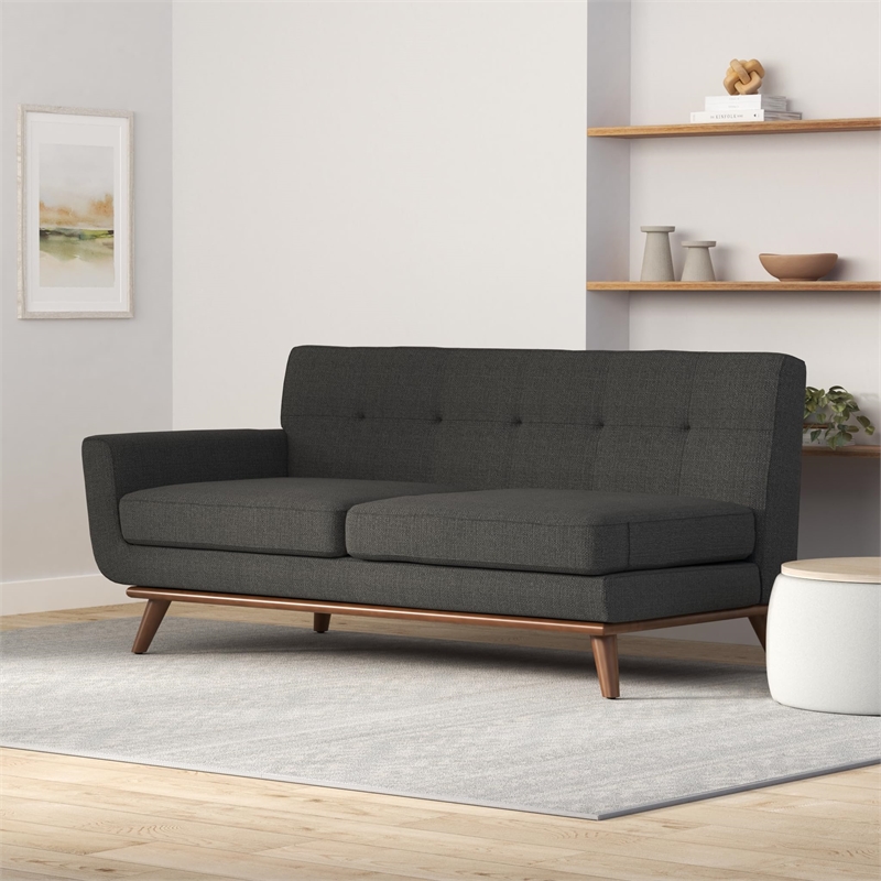 Modway Engage Left-Arm Upholstered Fabric and Wood Loveseat in Gray