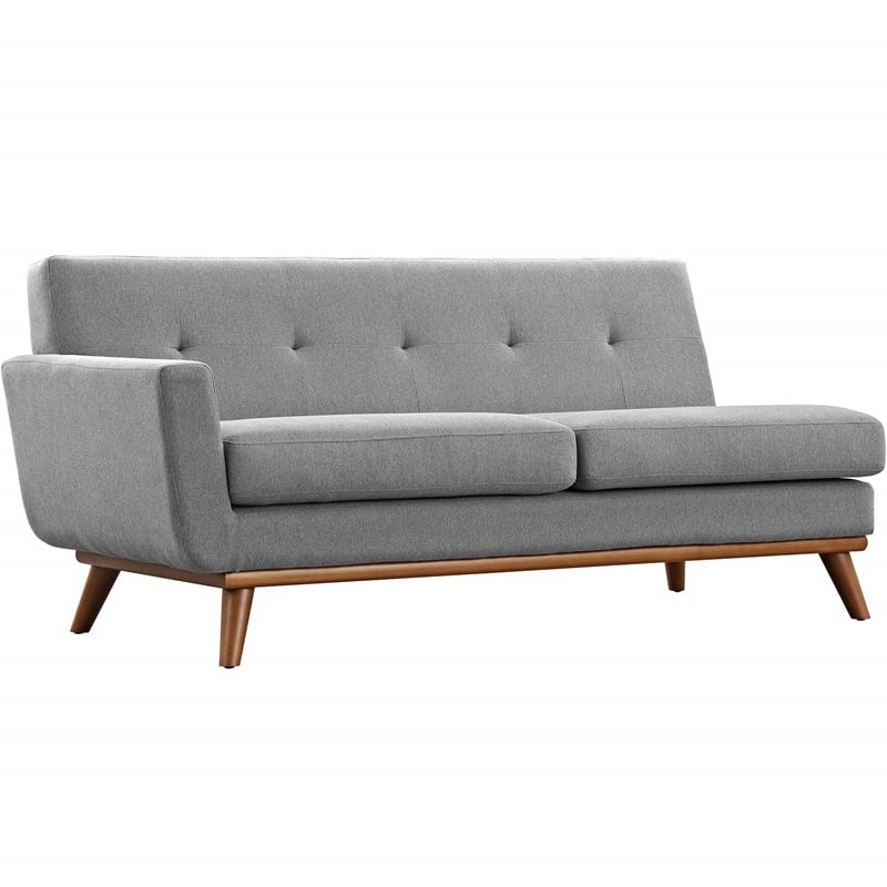 Modway Engage Left-Arm Upholstered Fabric and Wood Loveseat in Expectation Gray