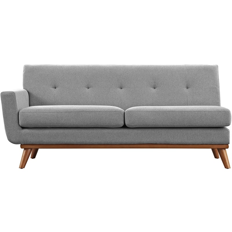 Modway Engage Left-Arm Upholstered Fabric and Wood Loveseat in Expectation Gray