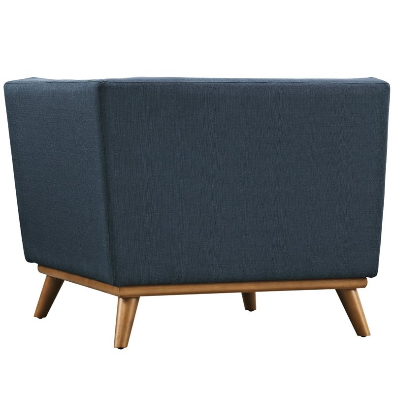 Modway Engage Upholstered Fabric and Wood Corner Chair in Azure Blue
