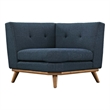 Modway Engage Upholstered Fabric and Wood Corner Chair in Azure Blue