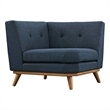 Modway Engage Upholstered Fabric and Wood Corner Chair in Azure Blue