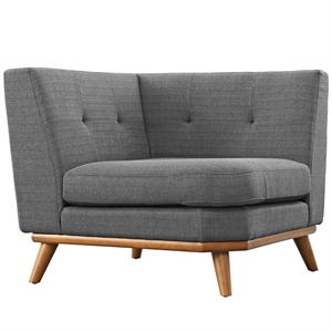 Modway Engage Upholstered Fabric and Wood Corner Chair in Gray