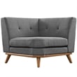 Modway Engage Upholstered Fabric and Wood Corner Chair in Gray