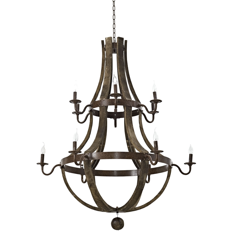 Modway Trebuchet 12 Light Chandelier in Brown