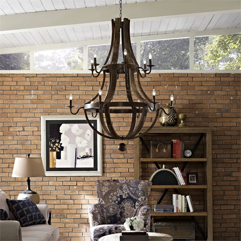 Modway Trebuchet 12 Light Chandelier in Brown