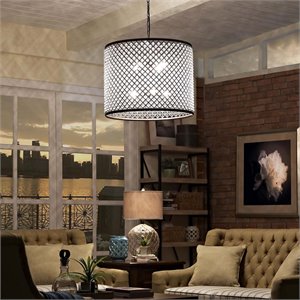 Modway Prosperity 27&quot 8 Light Drum Pendant in Brown