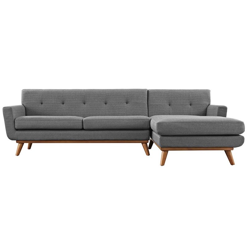 Modway Engage Right-Facing Upholstered Fabric Sectional Sofa in Gray