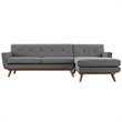 Modway Engage Right-Facing Upholstered Fabric Sectional Sofa in Gray