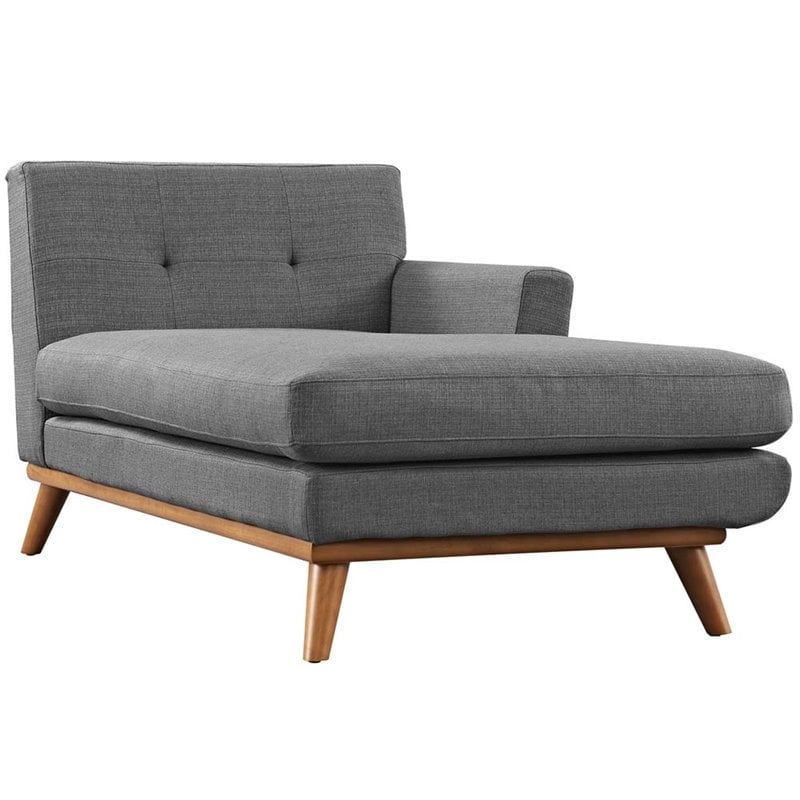 Modway Engage Right-Facing Upholstered Fabric Sectional Sofa in Gray