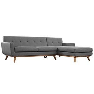 Modway Engage Right-Facing Upholstered Fabric Sectional Sofa in Gray