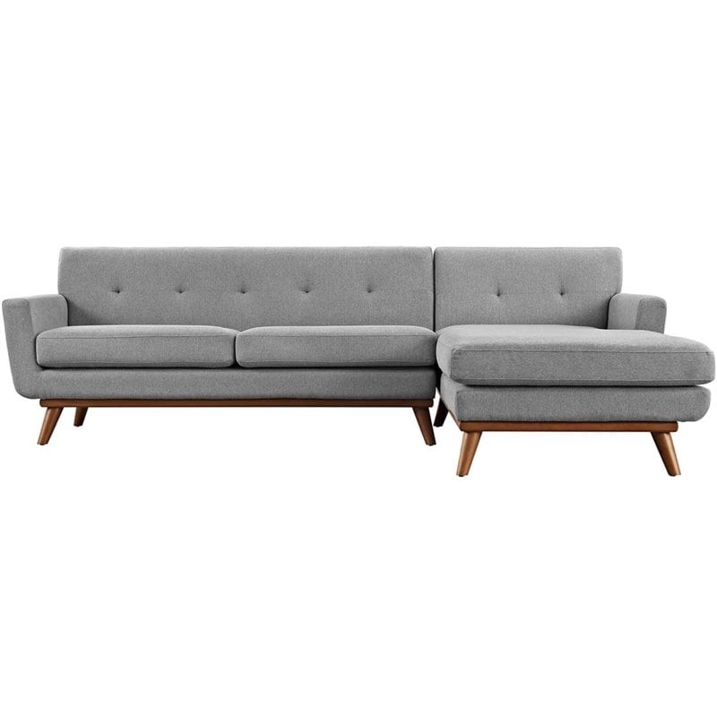 Modway Engage Right-Facing Upholstered Fabric Sectional Sofa in Expectation Gray