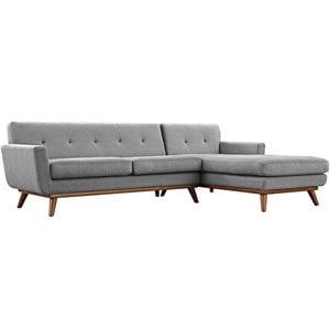Modway Engage Right-Facing Upholstered Fabric Sectional Sofa in Expectation Gray