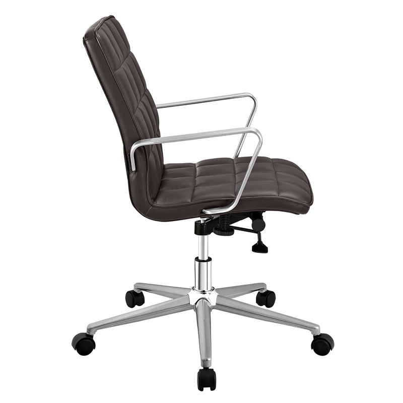 Modway Tile Faux Leather Swivel Office Chair in Brown