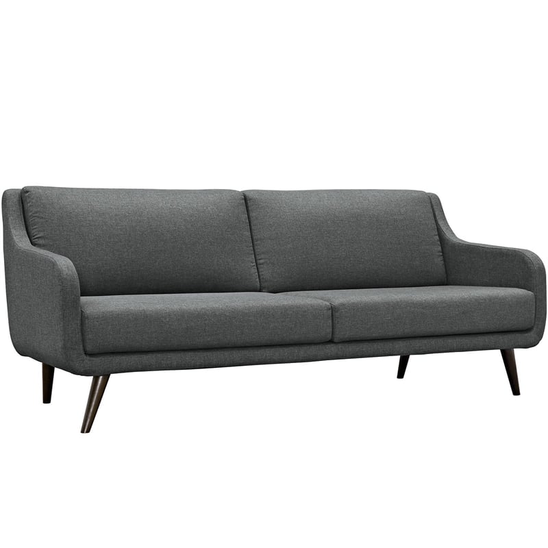 Modway Verve Upholstered Polyester Fabric and Rubberwood Sofa in Gray