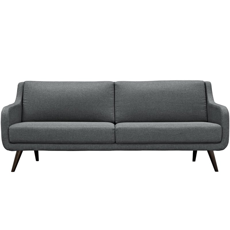 Modway Verve Upholstered Polyester Fabric and Rubberwood Sofa in Gray