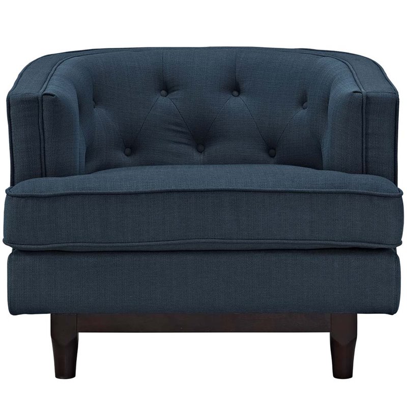Modway Coast Modern Upholstered Polyester Fabric Armchair in Azure Blue