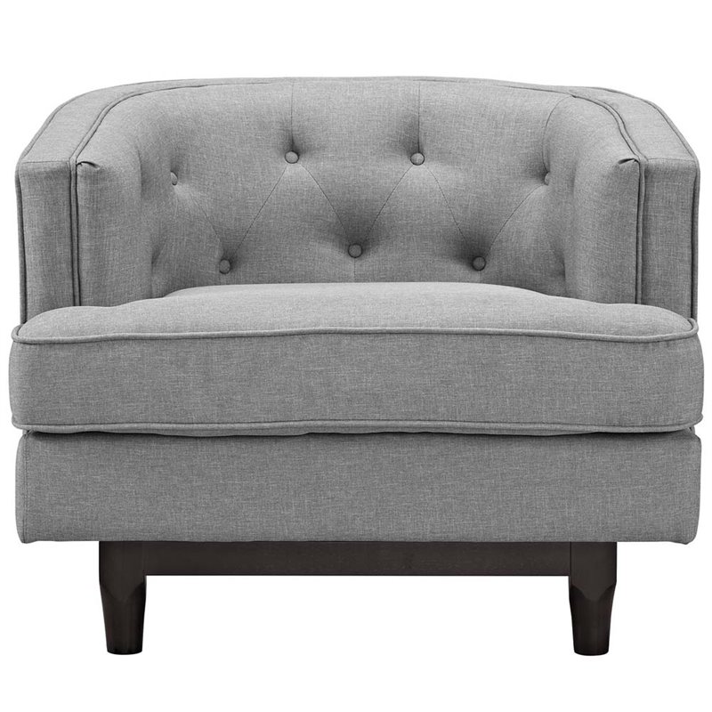 Modway Coast Modern Upholstered Polyester Fabric Armchair in Light Gray