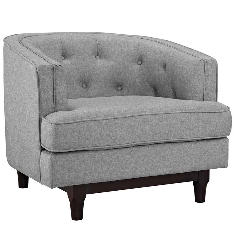 Modway Coast Fabric Accent Arm Chair In Light Gray Eei 2130 Lgr