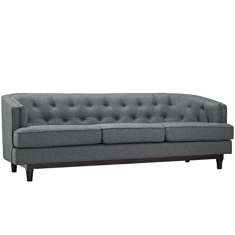 Modway Coast Modern Upholstered Polyester Fabric Sofa in Gray