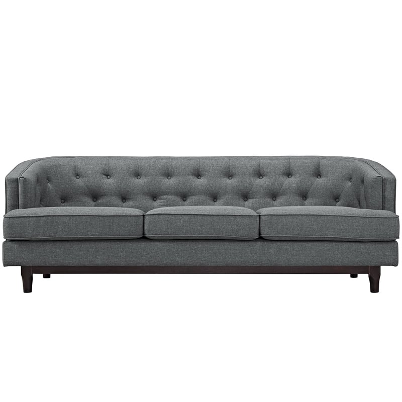 Modway Coast Modern Upholstered Polyester Fabric Sofa in Gray
