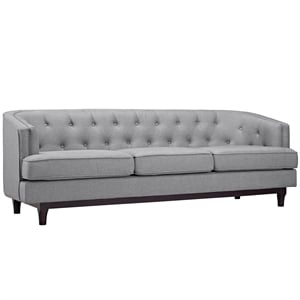 Modway Coast Modern Upholstered Polyester Fabric Sofa in Light Gray