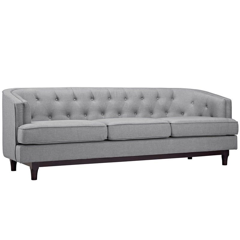 modway coast modern upholstered polyester fabric sofa in light gray