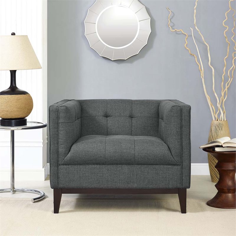 Modway Serve Modern Upholstered Polyester Fabric Armchair in Gray