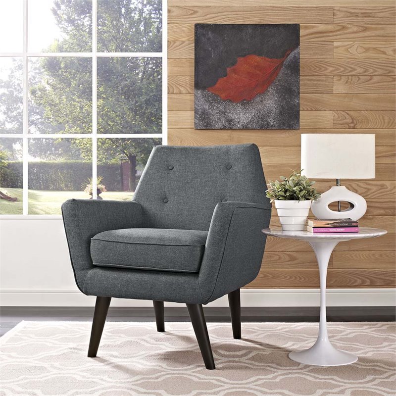 Modway Posit Modern Upholstered Polyester Fabric Armchair in Gray
