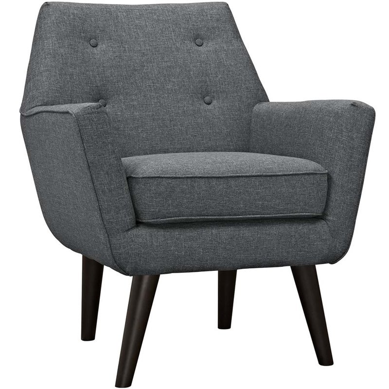 Modway Posit Modern Upholstered Polyester Fabric Armchair in Gray