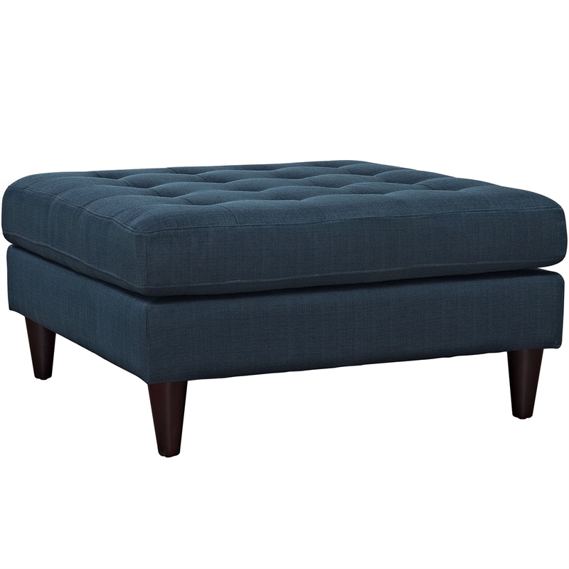 Modway Empress Large Upholstered Polyester Fabric Ottoman in Azure Blue