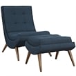 Modway Ramp Upholstered Polyester Fabric Lounge Chair Set in Azure Blue