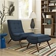 Modway Ramp Upholstered Polyester Fabric Lounge Chair Set in Azure Blue