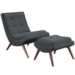 Modway Ramp Upholstered Polyester Fabric Lounge Chair Set in Gray