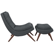 Modway Ramp Upholstered Polyester Fabric Lounge Chair Set in Gray