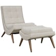 Modway Ramp Upholstered Polyester Fabric Lounge Chair Set in Sand Beige