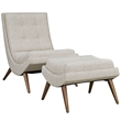 Modway Ramp Upholstered Polyester Fabric Lounge Chair Set in Sand Beige