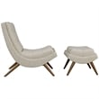 Modway Ramp Upholstered Polyester Fabric Lounge Chair Set in Sand Beige
