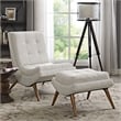 Modway Ramp Upholstered Polyester Fabric Lounge Chair Set in Sand Beige