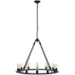 Modway Encircle Modern Style Rope and Steel Chandelier in Brown