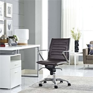 modway ascend mid back faux leather swivel office chair