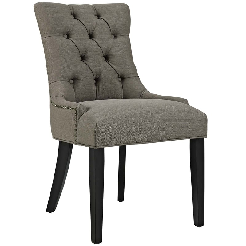 modway regent 20.5&quot tufted fabric and solid wood dining chair in granite gray