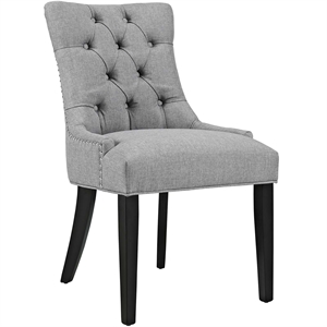 Modway Regent 20.5&quot Tufted Fabric and Solid Wood Dining Chair in Light Gray