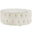 Modway Amour Modern Upholstered Fabric and Solid Wood Ottoman in Beige